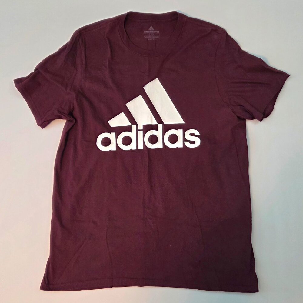 Adidas Classic Crewneck Short Sleeve 100% Cotton Tee, Mens LG, Burgundy/Maroon